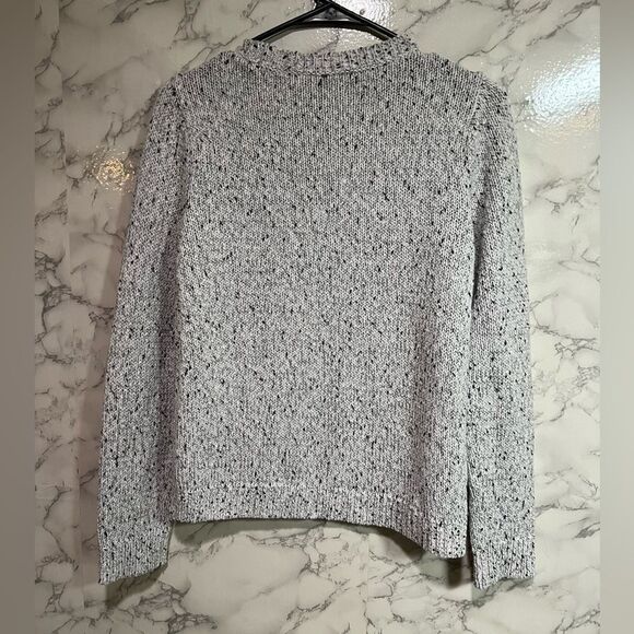 CLUB MONACO White Black Gray Speckled Wool Blend Knit Chiffon Insert Sweater XS - Picture 9 of 9